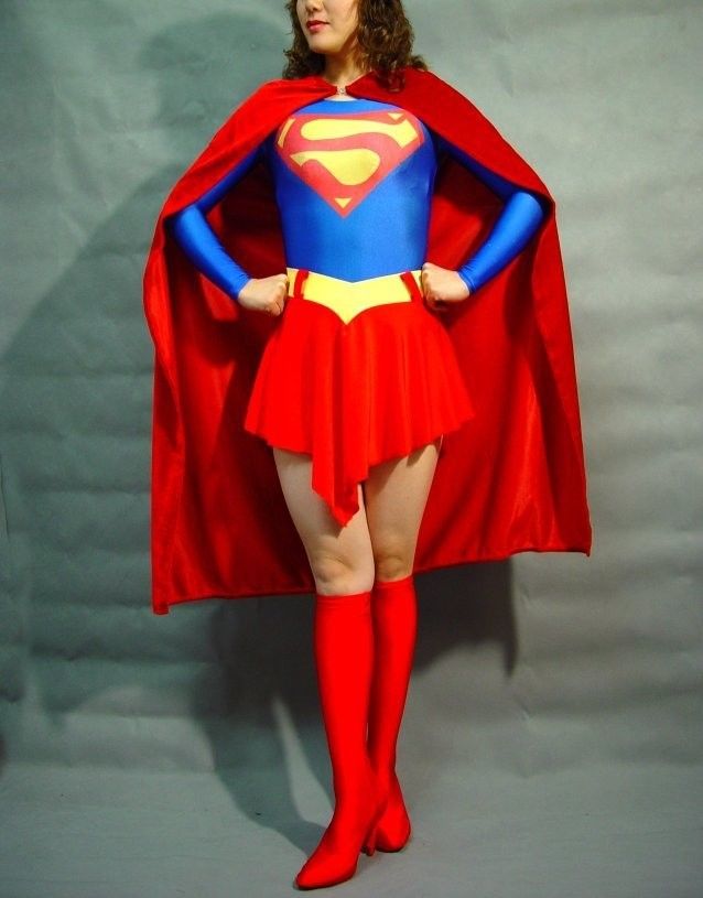 Sexy Supergirl Cosplay Costume Lycra Dress